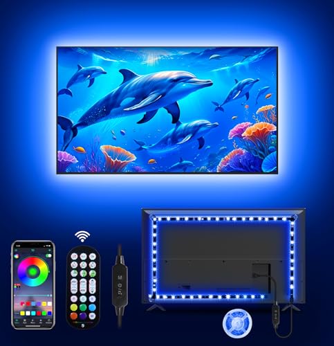 MATICOD LED Lights for TV, 13.1ft TV Lights for 45-60in, Music Sync Color Changing Tv Backlight with Bluetooth Smart App Remote Control, USB Powered RGB 5050 RGB Strip Light for Xmas Decor - color: Multicolor, size: 13.1FT for 45"-60" TV