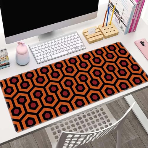 The Shining Carpet Style Desk Mat Orange Black Large Extended Mouse Pad XL Desk Pad Gaming Mousepad Keyboard Mouse Mat for Computer Laptop 31.5''X11.8'' Non-Slip Rubber Base with Stitched Edges - color: The Shining Carpet Style