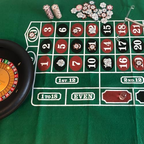 Roulette Table Top Felt Layout - 36" x 72" Rectangle Las Vegas Style Green Casino Poker Table Cover Mat, Great for Poker Game Night Events Theme Party Fundraisers & Gatherings - size: 36" x 72", style: Roulette