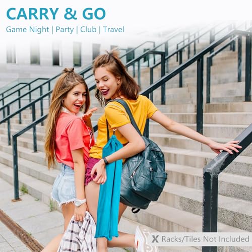 FUYIHGL® 2PCS Mahjong Rack with Pusher Storage Bag: 2 Compartments Fits 4 American Mah Jongg Racks Pushers - Blue Soft Velvet Sleeve with Drawstring - Travel Mah Jongg Accessories and Gifts - color: Blue | 2pcs
