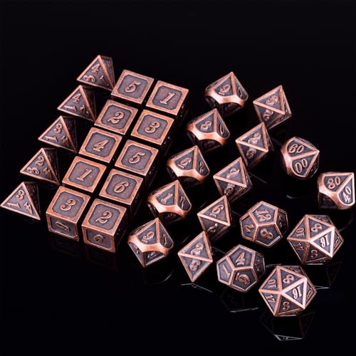Extended Metal Dice RPG Set | 31 Piece Polyhedral Dice for DND5E Tabletop Role Playing Adventure Games (Copper) - color: Copper