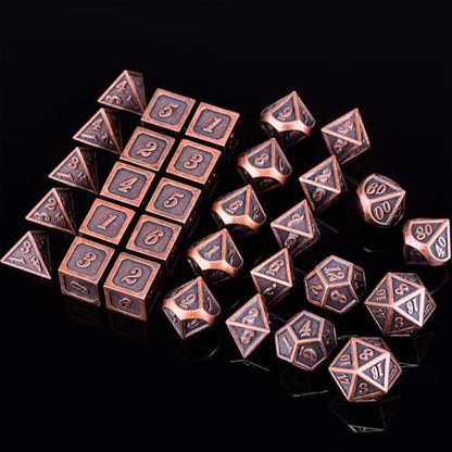 Extended Metal Dice RPG Set | 31 Piece Polyhedral Dice for DND5E Tabletop Role Playing Adventure Games (Copper) - color: Copper