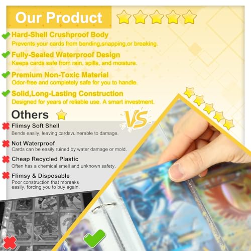 Portable 4-Pocket Trading Card Binder, 400 Pockets with 50 Removable Sleeves, Portable Collector Album with Zipper for TCG, Sport & Game Cards Prime