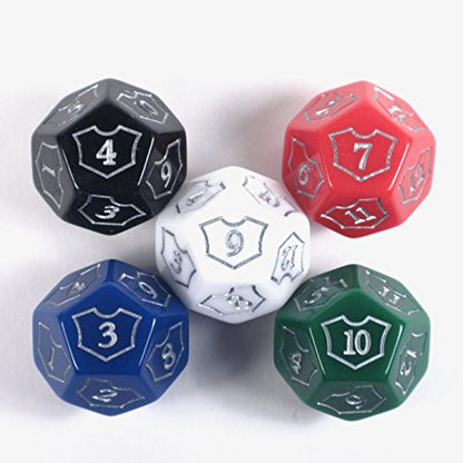 MTG D12 Spin-Down Loyalty Counter Dice 5 Die Set by Hedral - Red, White, Black, Green, Blue - Magic: The Gathering TCG CCG Planeswalker Multi-Color