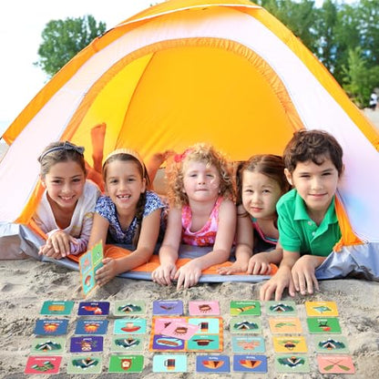 Fuutreo 82 Pcs Memory Matching Games Camping Theme Matching Cards | Camp Theme Memory Game Concentration Cards for Kids Ages 8-12 Match Training Educational Gifts Family Supplies - style: Camping