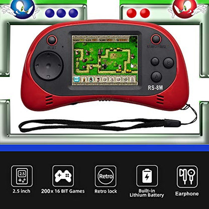 Kids Handheld Portable Video Game Player with 200 Games - 16 Bit 2.5 Inch Screen Mini Retro Electronic Machine for Boys Girls - style: Red