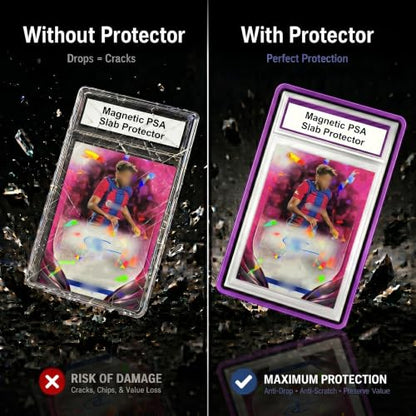 PSA Slab Case with 9-Point Secure Lock, Aluminum Alloy Graded Card Case, Magnetic UV Protection Slab Protector Fits 35PT PSA, CGC, CSG Cards, Professional Display Frame for Sports Cards (purple) - color: Purple