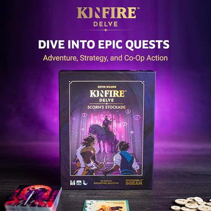 Kinfire Delve: Scorn’s Stockade – Solo or 2-Player Tactical Card and Dice Game, Battle Illusions, 60+ Min Gameplay – Replayable Adventure – Ages 14+ (Part of the Kinfire Universe: 5 Standalone Games)