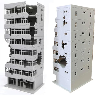 N Scale 1/144 Ruined Damaged Building After War Assembling Model Outland Scene for DIY Sand Table Garden Micro Landscape Ornaments Supply Player Spray Painting Scenery City 1:144 Abandoned Office