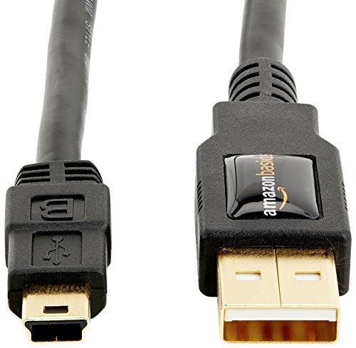 Amazon Basics USB-A to Mini USB 2.0 Cable, 480Mbps Transfer Speed with Gold-Plated Plugs, 3 Foot, Black - size: 3 Feet
