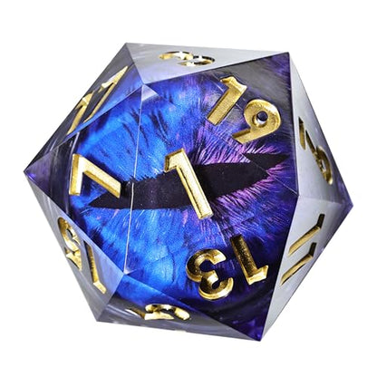 Mini Planet Dungeons and Dragons 50mm Chonk D20 Liquid Core Polyhedral Aqua Resin Sharp Edge Dragon Eye Dice 4 - color: Dragon Eye Dice 4