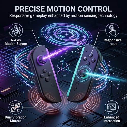 GAMEXX (L)/(R) Light Purple and Light Green Controller Compatible with Switch 2 with Soft Silicone Cover Cases, Thumbstick Grip Caps, Wrist Straps, Motion Controls, HD Rumble, Magnetic Connection, Bluetooth 5.1