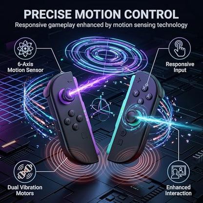 GAMEXX (L)/(R) Light Purple and Light Green Controller Compatible with Switch 2 with Soft Silicone Cover Cases, Thumbstick Grip Caps, Wrist Straps, Motion Controls, HD Rumble, Magnetic Connection, Bluetooth 5.1