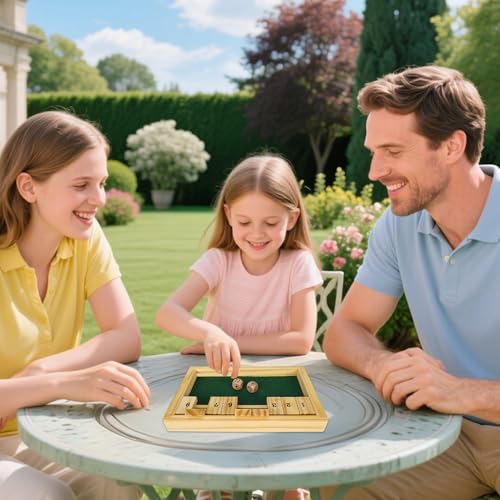 Shut The Box Game - Wooden Board Dice Game - Classic Strategy Math Game for Adults, Family, Kids - with 2 Dice and Instructions - Ideal for Family Night, Travel - (Ages 6+) - color: Shut the Box