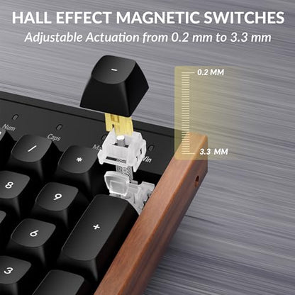 Keychron K10 HE Hall Effect Keyboard, Ultra-Fast Lime Silent Banana Magnetic Switch, Full-Size Tri-Mode Wireless Keyboard with Rapid Trigger, Adjustable Actuation, RGB, Aluminum + Wood Frame - Black - color: Silent Banana Switch - Black