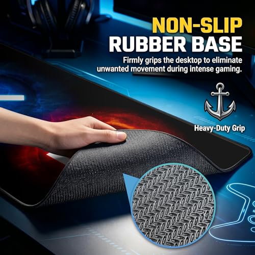 Gamepad Button Big Mouse Pad Large, Gaming Controller‌ Mouse Pad Desk Pad, Long Computer Keyboard Mouse Mat Mousepad with Non-Slip Base and Stitched Edge for Gaming and Office (×○△□, 35.4" x 11.8") - color: ×○△□, size: 35.4L x 11.8W inches