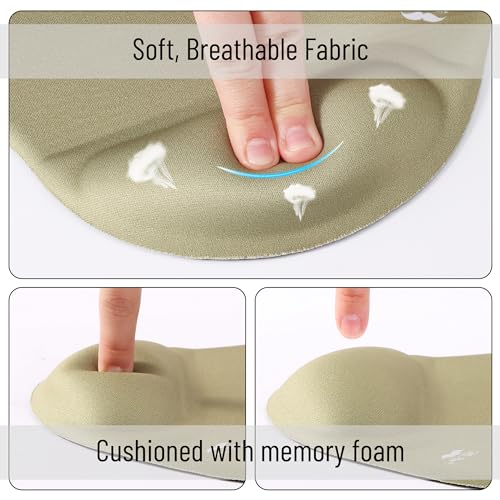 Mr. Pen- Ergonomic Mouse Pad with Wrist Rest | Breathable Fabric with Memory Foam Cushion, Non-Slip Rubber Base, Gel Mouse Pad with Wrist Support - color: Green