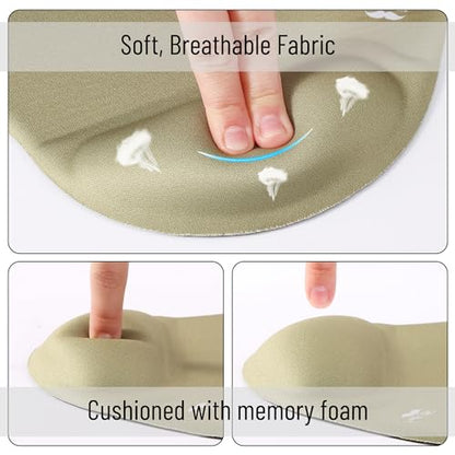 Mr. Pen- Ergonomic Mouse Pad with Wrist Rest | Breathable Fabric with Memory Foam Cushion, Non-Slip Rubber Base, Gel Mouse Pad with Wrist Support - color: Green