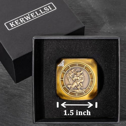 KERWELLSI 7 in 1 DND Dice Set D&D, Polyhedral Metal Spinner Dice, 3D Relief D and D Role Playing Dice with Gift Box (Gold) - color: Gold