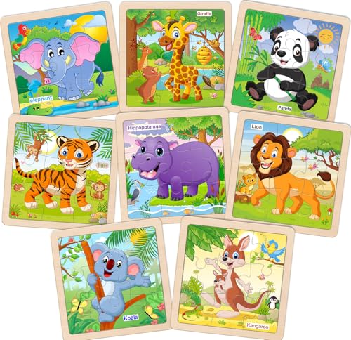 Wooden Puzzles for Toddlers 3+, 9 Pieces Animal Jigsaw Puzzles for Kids Ages 3-5, Preschool Learning Activities, Learning & Educational Toys, Gifts for Boys, Girls - color: Animals1