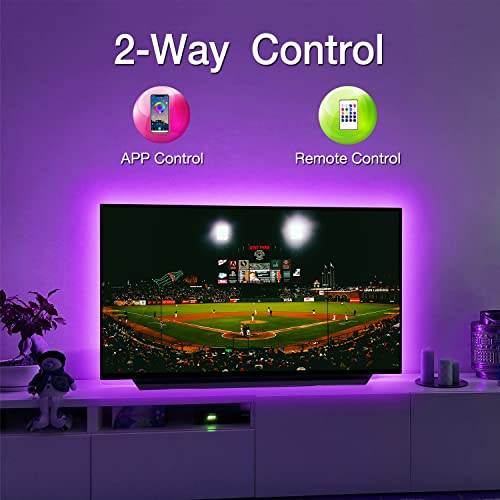 DAYBETTER Led Lights for TV 85Inch,20ft TV Led Backlight 85-100 Inch | USB Led Strip Lights with Remote,Music Sync Bluetooth TV Light Behind,TV Lights for Bedroom,Mood Lighting,Gaming Room Decor - size: 20ft for 85-100 Inch