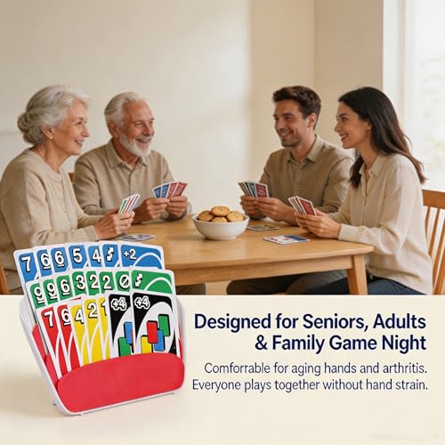 Card Holders for Playing Cards, Foldable 3-Layer Design for Seniors, Small Hands & Arthritis Relief, Portable Stand for Travel and Family Game Nights, Compatible with Poker, UNO, Set of 4