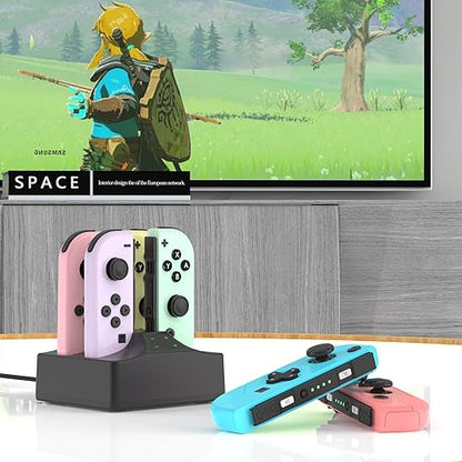 Joycon Charger for Nintendo Switch Joycon Controller, YCCSKY Charging Dock for 4 Switch Controllers, Charger Station with a USB Type-C Charging Cable