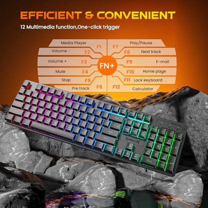 Redragon K521KS Wireless Gaming Keyboard, Tri-Mode BT/2.4G/USB-C RGB Mechanical Feeling Keyboard with Multimedia Keys, 4000mAh Battery, Anti-Ghosting, Compatible with PC - Upgrade - color: Black