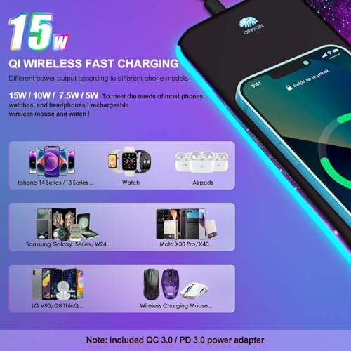 ToLuLu Wireless Charging RGB Gaming Mouse Pad,15W LED 30W Charger Mouse Mat | 14 Light Modes Large Mousepad with Wrist Support, Non-Slip Rubber Base Desk Mat Computer Keyboard Pad, Galaxy Nebula - color: Galaxy Nebula Space