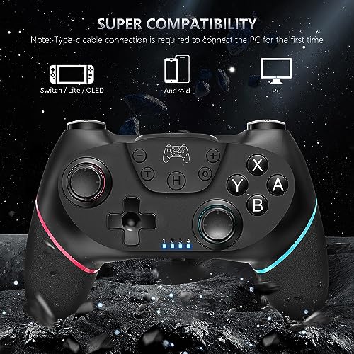 ASTARRY Switch Controller Wireless Switch Pro Controller Compatible with Switch/Switch 2/Lite/OLED Programmable Remote Gamepad Joystick with Wake-up and Turbo（Upgraded Version） - color: Red and blue