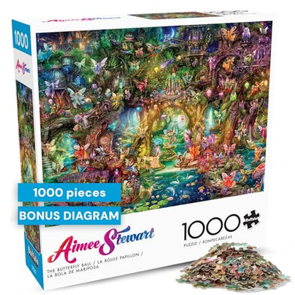 Buffalo Games - Aimee Stewart The Butterfly Ball 1000 Piece Jigsaw Puzzle, Made in USA, Premium Recycled Board, Reference Diagram - color: The Butterfly Ball