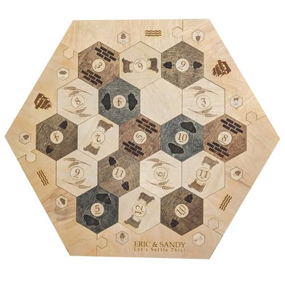 Personalized Wood Settler Game Board - 2-4 Players | Includes: Main Board | Compatible with Settler's of Catan - color: Custom: Board, size: Custom