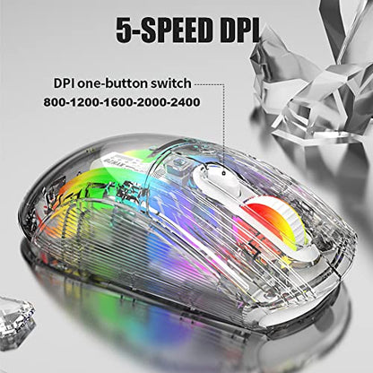 Bluetooth Wireless Mouse, Transparent RGB Mechanical Dual Mode Gaming Mouse, A Must-Have Cool USB Computer Mouse for Gaming and Esports - color: Black1
