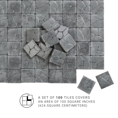 Dollhouse Miniature Paving Stones, Model Tiles | Set of 50 pcs for Fairy Gardens and Tabletop Terrain, REDUCIO! - color: Gray Rock Pavement