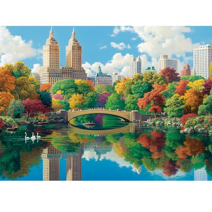 500 Piece Jigsaw Puzzles for Adults Seniors, NY Central Park Nature Puzzle | Lake Sence Bow Bridge Puzzle with Letters on Back,Interlock Perfectly Frameable,Challenging Family Game Great Gifts,20.5x15in - color: Lake View