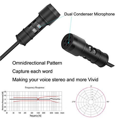 USB Microphone Lavalier Lapel Clip on Mic with 6.56ft Cable for Laptop, Computer, PC, Streaming Conferencing,Interviews, Online Singing, Skype, MSN, Audio Video Recording