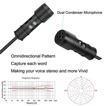 USB Microphone Lavalier Lapel Clip on Mic with 6.56ft Cable for Laptop, Computer, PC, Streaming Conferencing,Interviews, Online Singing, Skype, MSN, Audio Video Recording