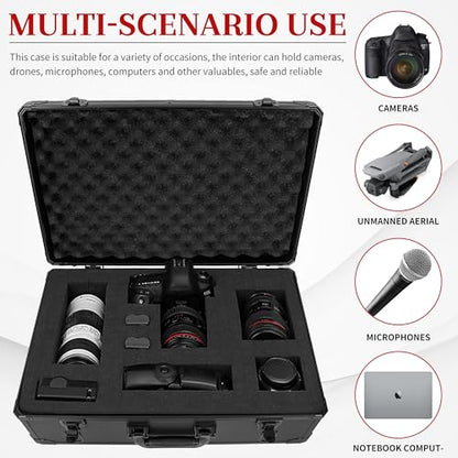Protective Hard Case 22 X 14 X 8-Inch Shockproof Water-resistant with Customized DIY Foam Insert fit for Camera, Laptops, etc - size: Inner：21.5''X 13.5''X 7.5''