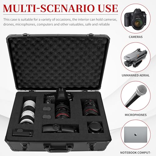 Protective Hard Case 22 X 14 X 8-Inch Shockproof Water-resistant with Customized DIY Foam Insert fit for Camera, Laptops, etc - size: Inner：21.5''X 13.5''X 7.5''