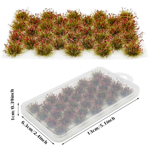 Cayway Miniature Grass Cluster, Static Tuft Model Vegetation Groups for DIY Train Landscape Railroad Scenery, Flower (Green and Red) - color: Green and Red