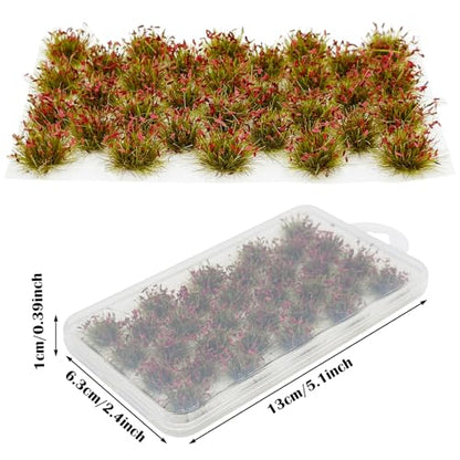 Cayway Miniature Grass Cluster, Static Tuft Model Vegetation Groups for DIY Train Landscape Railroad Scenery, Flower (Green and Red) - color: Green and Red