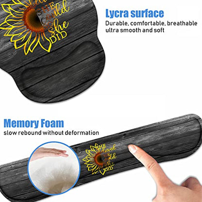 Keyboard Wrist Rest + Mouse Pad Wrist Support Set with Coasters, Inspirational Quote She Believed She Could So She Did Design Non-Slip PU Base Ergonomic Mousepad for Home Office Working Studying - color: Inspirational Quote She Believed She Could So She D