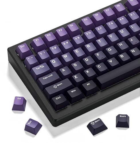dagaladoo Double Shot PBT keycaps Purple, Cherry Profile Keyboard Keycaps | 138-keys Gradient key caps full size,Custom keycaps for 60% 65% 75% 100% Cherry-MX switch Mechanical Keyboard - color: Gradient Purple