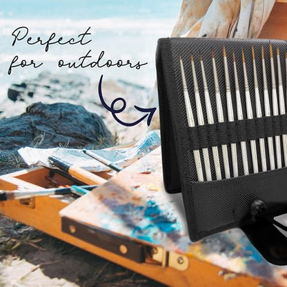 Miniature Paint Brushes - 12 Detail Brushes with Holder | Fine tip paint brushes for acrylic watercolor gouache oil miniatures paint by number nail art and detailing