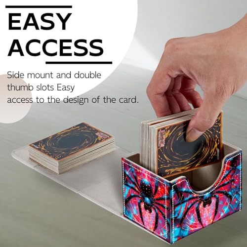 Trading Card Storage Box, Holds 100+ for MTG Cards, Premium PU Leather with Magnetic Closure, Neon Metropolis Giant Spider Durable Deck Box for Magic the Gathering, Trading Card Games - color: Neon Metropolis Giant Spider