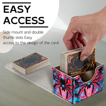 Trading Card Storage Box, Holds 100+ for MTG Cards, Premium PU Leather with Magnetic Closure, Neon Metropolis Giant Spider Durable Deck Box for Magic the Gathering, Trading Card Games - color: Neon Metropolis Giant Spider