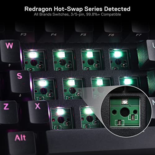 Redragon K530 Pro Draconic 60% Wireless RGB Mechanical Keyboard, BT/2.4Ghz/Wired 3-Mode 61 Keys Compact Gaming Keyboard w/Hot-Swap Socket, Free-Mod Plate Mounted PCB & Tactile Brown Switch - color: Black, size: Brown Switch