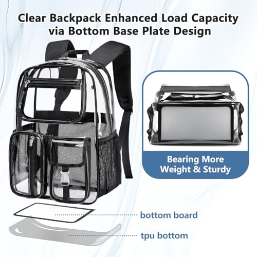 Cusangel Heavy Duty Clear Backpack Clear BookBag,Stadium backpack 16 x11 x5inch TPU Large Capacity See Through Backpack for Sport Events,Travel (Grey) - color: Grey