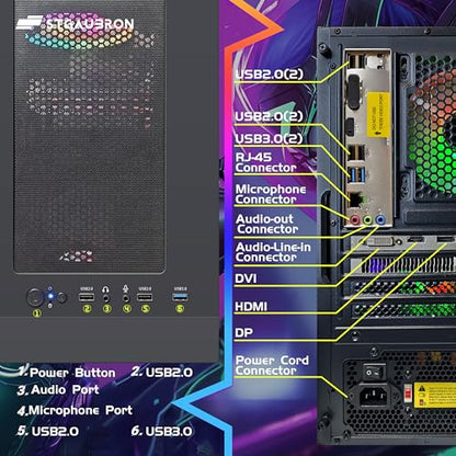 STGAubron Gaming PC Computer Desktop, Radeon RX 560 4G GDDR5, Intel Core i5 up to 3.6G, 16G RAM, 512G SSD, WiFi 6, BT 5.0, RGB Fan x 3, Windows 11 Home
