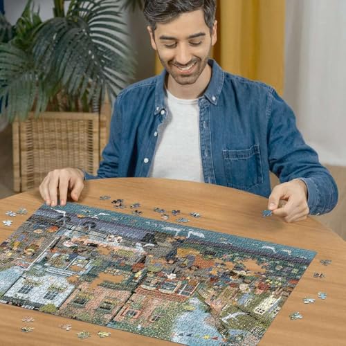 Ravensburger - Riverside Town - 1000 Piece Jigsaw Puzzle - Quaint Village on The Water - Vibrant, Rustic Scene of Yesteryear - Frameable - Premium Quality - Puzzles for Adults - style: New Design